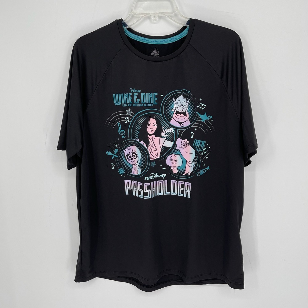 Disney Men's Black Wine & Dine Passholder Performance Marathon T-Shirt Size L